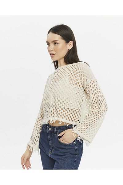 KNİTİCAL TEKSTİL knitical φούντα λεπτομέρεια Bolero Knit Μαύρη Crop Μπλούζα Διάτρητη Πλεκτά Πλεκτά