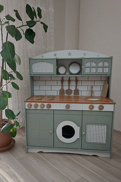 Hedef Beyaz Hazeranlı Yeşil Oyuncak Mutfak Seti(LEDLİ)