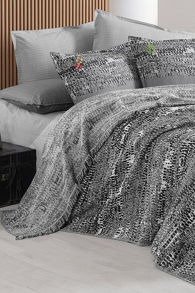 Sarev Darcia Black Single Pique - 100% Cotton Painted Set