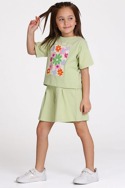 Smile Kids Green Flower Power Printed 3-7 Years Old Set - 2510-6