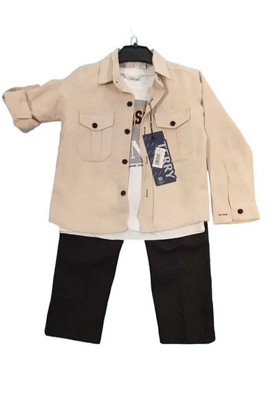 Terry Long Sleeve and Pocket T-Shirt 3 Pieces Set for Boys