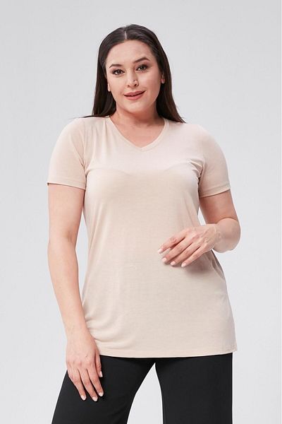 Seamoda Μπλουζάκι Basic Βαμβακερό με λαιμόκοψη V μεγάλου μεγέθους-ΜΠΕΖ