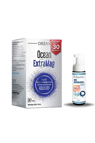 Ocean Orzax Ocean ExtraMag Triple Magnesium Combination 90 Tablets + Gift Teeth Whitening Foam
