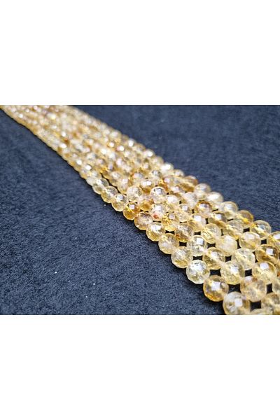 Yüksel Boncuk 8 mm Citrine Stone Facet Cut Natural Stone String