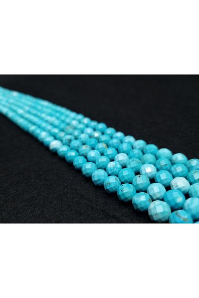 Yüksel Boncuk 8 mm Turquoise Stone Facet Cut Natural Stone String