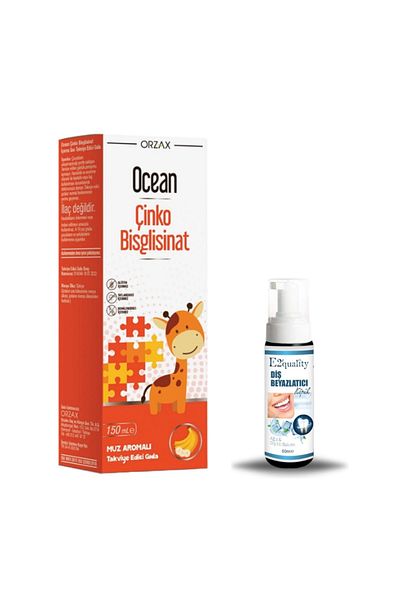 Ocean OrzaxOceanZinc Bisglicinate 150ml- Gift Dental with Banana Flavor and Whitening Foam