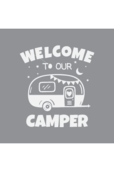 Reysa Tasarım قافلة تخييم ويلكوم باللون الأبيض مقاس 17 × 17 سم