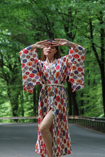 Su Koleksiyon Shibori Printed Boho Style Kimono / Motif