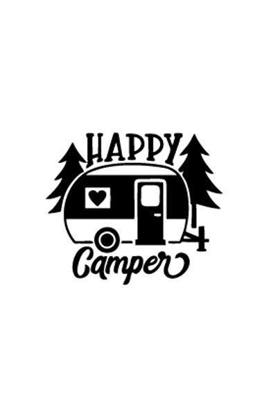 Reysa Tasarım قافلة التخييم Happy Camper باللون الأسود - 17x17 سم