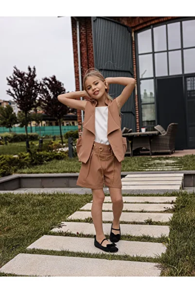 nisaykids Girl's lined vest shorts blouse set