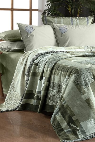 Sarev Carnala Green Single Pique Set - 100% Cotton Yarn DYed