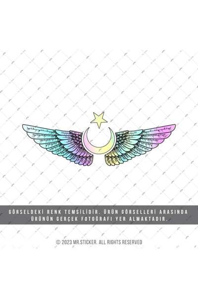 Bay Etiket HLG45 Hologram Kanatlı Ay Yıldız Etiketi