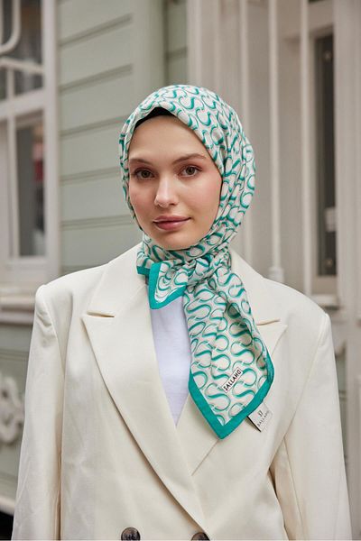 Şalland S Pattern Baroq Scarf Turquoise