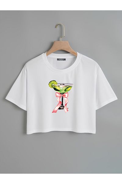 Mad&Calf Γυναικείο μπλουζάκι με στάμπα Lime Cocktail Oversize Crop