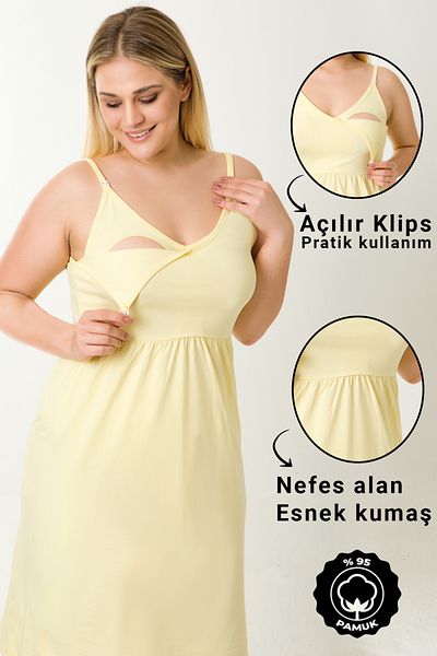 par lingerie pl Жълта нощница за бременни - с въжена презрамка