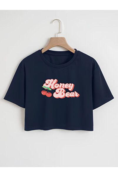 Ginevra Жіноча оверсайз футболка з велосипедним коміром і принтом Honey Bear