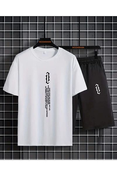MODARAMA T-Shirt Shorts suit VERTICAL PRINT
