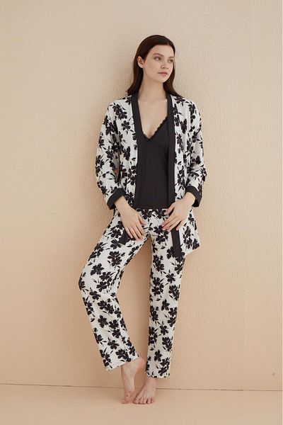 Mihra SS24 30201-01 Women's / Marla Dressing Gown Six Long Set / Black