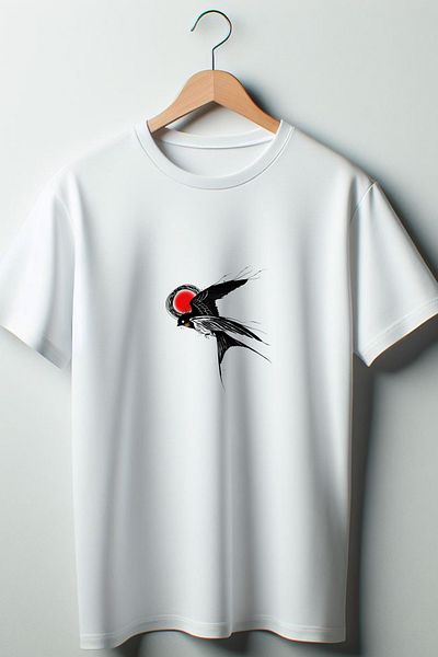 Vordevia Λευκό μπλουζάκι με στάμπα χελιδονιού Oversize Crew Neck
