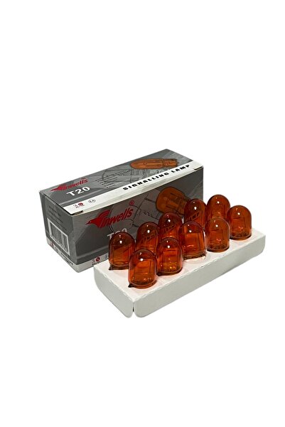 Inwells T20 12V 93 21W Dipsiz Turuncu Sinyal, Stop, Far Ampulü 10 Adet
