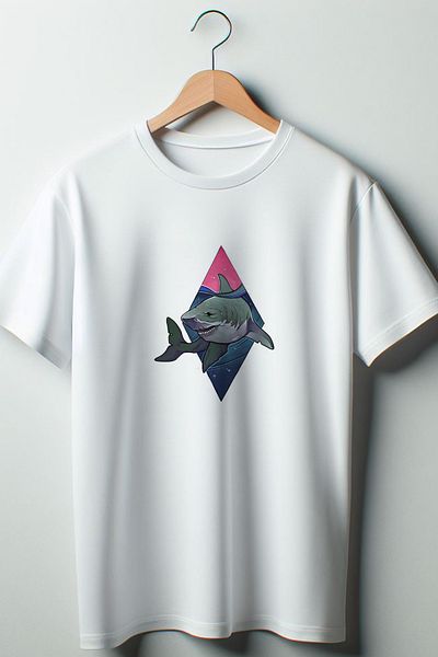Vordevia Shark Printed Oversize Crew Neck Λευκό Tshirt