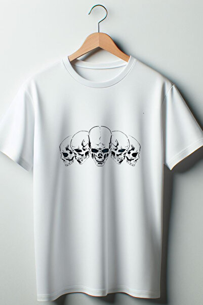 Vordevia Tricou alb oversize cu imprimeu cu craniu