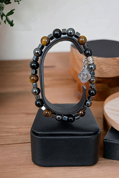 MGA DOĞAL TAŞ Natural Stones Tiger Eye Stone - Hematite, Onyx, Bravery Bracel...