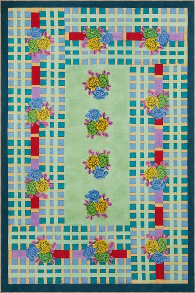 Rugs Modern Halı سجادة قاعدة منسوجة بعقدة هندسية نباتية خضراء قابلة للغسل mir...