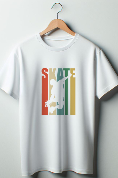 Vordevia Skate Štampano Oversize kroj okrugla kragna Bela majica