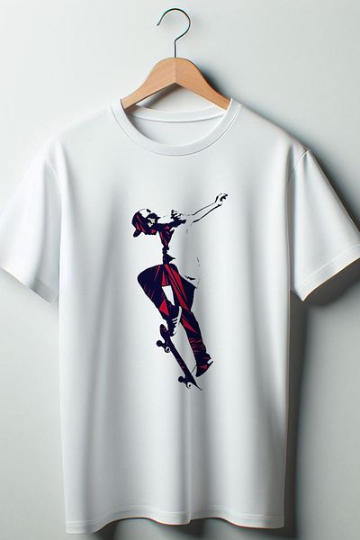 Vordevia Tricou alb oversize cu imprimeu Skate