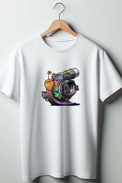 Vordevia Turbo Snail Printed Oversize Crew Neck White T-shirt