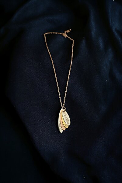 DEFCHE 925 Ayar Gümüş Yaprak Desenli 4lü İsimli Aile Kolye Kadın Kolye Zincir