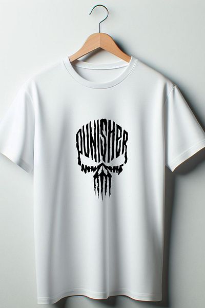 Vordevia Tricou alb oversize cu decolteu rotund cu imprimeu Punisher