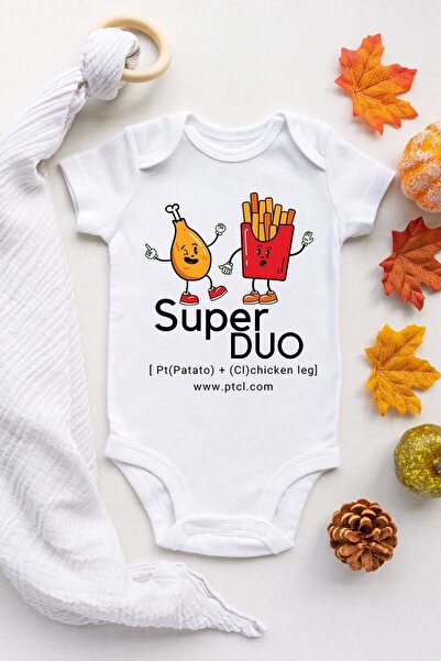 TUĞBABABY Unisex Bebek Beyaz Süper Duo Pt +cl Desenli Kısa Kol Body