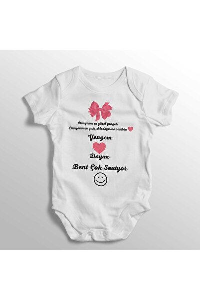 TUĞBABABY Dünyanın En Güzel Yengesi En Yakışıklı Dayısına Sahibim Kız Yazılı Baskılı Bebek Zıbını