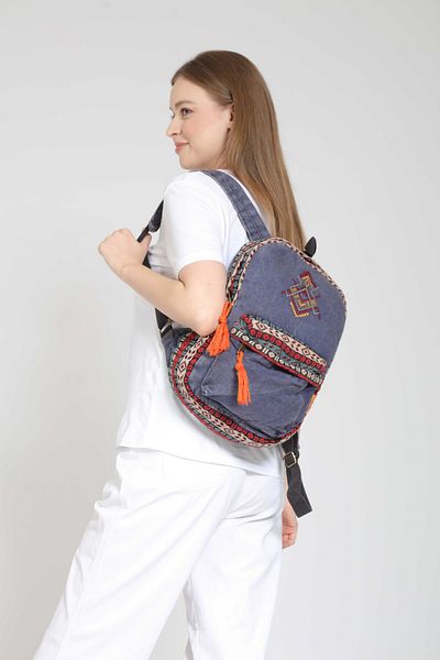 Street Bag Nubi Ethnic Embroidered Backpack - Authentic Pattern, Bohemian Design, for Daily and Travel