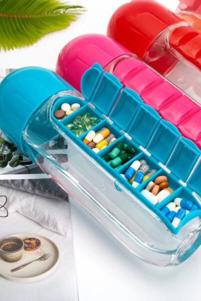 Genel Markalar Cocovia Su Mataralı İlaç Kutusu 600ml Kapasiteli Hap Bölmeli S...