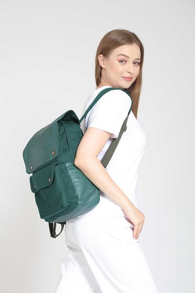 Street Bag Geronimo Casual Backpack with Leather Cover - Camping and Travel Bag, School Bag