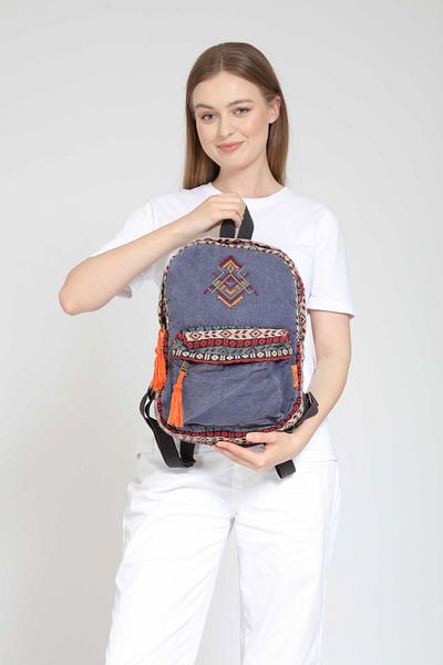 Street Bag Nubi Ethnic Embroidered Backpack - Authentic Pattern, Bohemian Design, for Daily and Travel