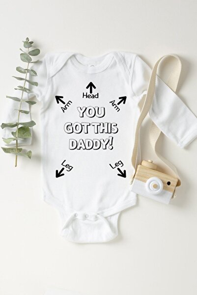 TUĞBABABY Unisex Bebek Beyaz You Got This Daddy Çıtçıtlı Body