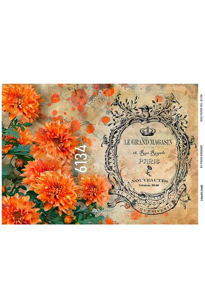 LİNEART Brass Patterned LineArt Decopage Paper - LA-6134