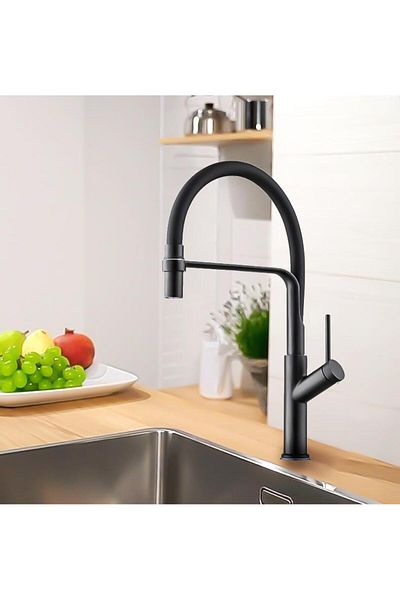Elya Black Ferre Flexible Pipe Sink Faucet