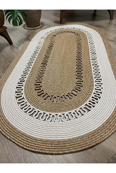 Moderin Wicker,oval, Patterned Natural Jute Wicker Rug, Kitchen,living room Rug /gift, Home Decor