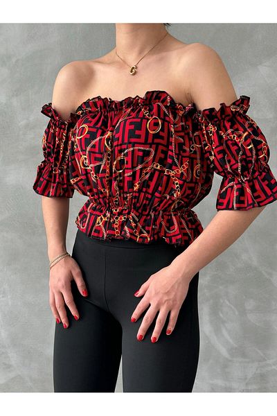 oshebu Women's Rubber Detailed Madonna Blouse