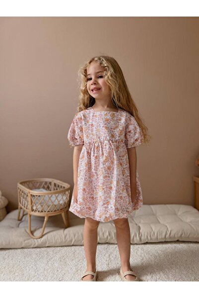 ZRA Balon Kol Çiçekli Elbise