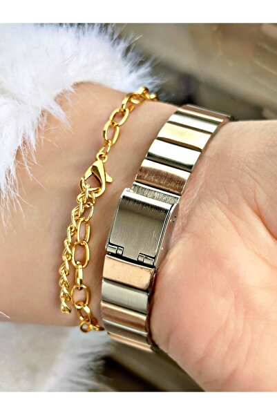 CAPTAİN POLO Luxury Square Minimal Design Women's Wrist Watch and Bracelet Gift