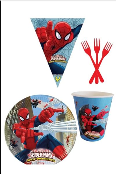 PartAntalya Spiderman 8 Personality Ανδρικά Γενέθλια Μίνι Σετ 4 τεμαχίων Σετ Αγόρι Παιδικό Σετ Στολίδι