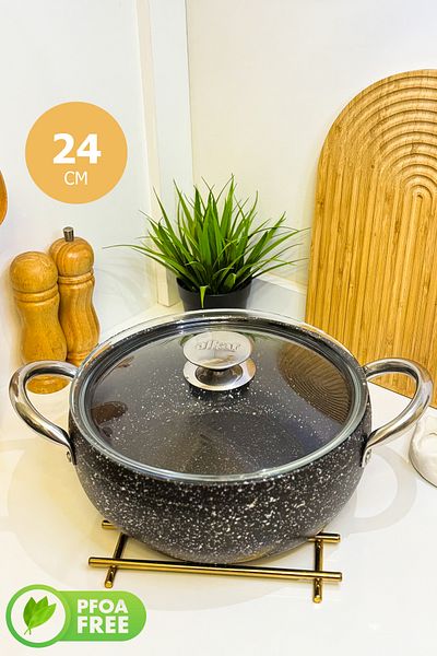 FİTHOME 24 CM Ultra Granite Coating Can Enter The Oven Crush Deep Pot