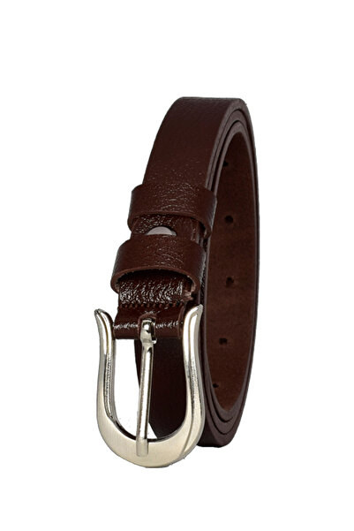 GoDeri 100% естествена кожа, тънък дамски колан със сребърна катарама, 2 см, тъмнокафяв; Рокля, Колан за панталон_atnl