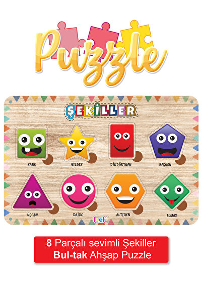 Leelii Tasarım ألغاز خشبية بأشكال لطيفة - مربعة، دائرة، مستطيلة، مثلثة، ألغاز...